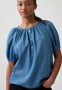 Gap Puff Sleeve Denim Top (M)