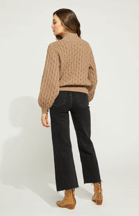 Brown Chunky Puff Sleeve Sweater (S)