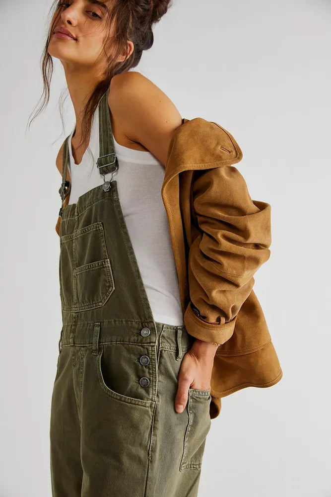 Free People Olive Ziggy Overalls (XS)
