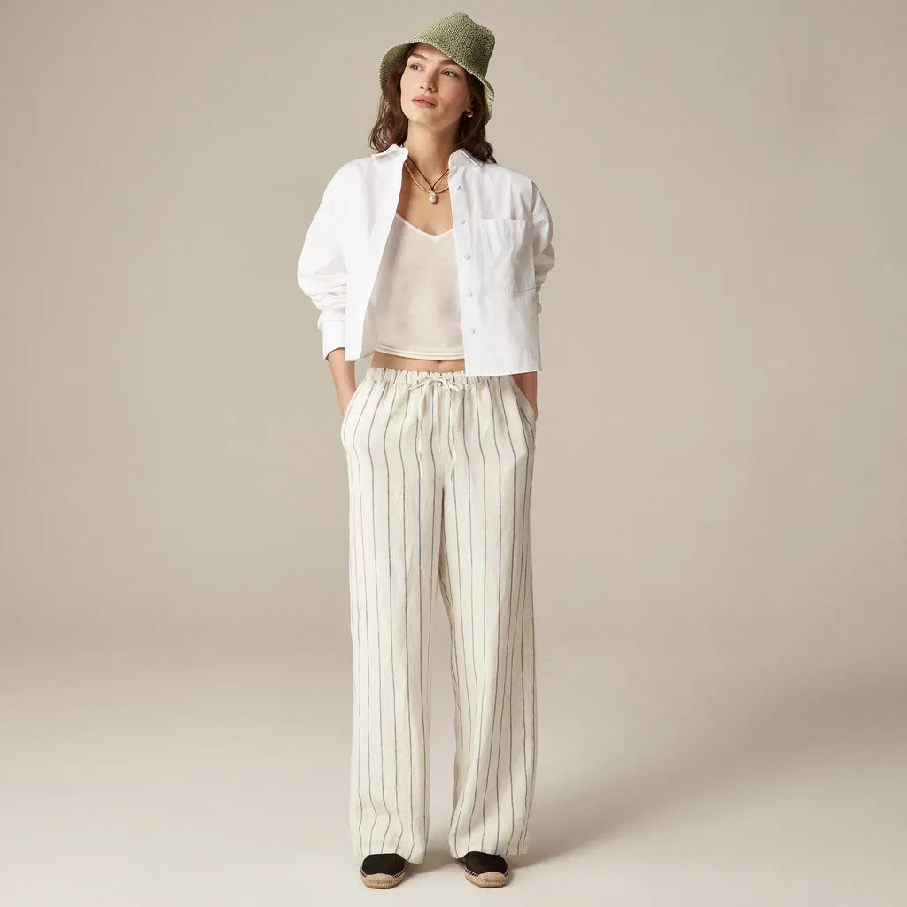 J.Crew Striped Linen Drawstring Pants (S)