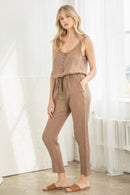 Brown Cotton Gauze Jumpsuit (M)