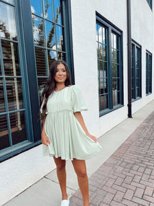 Mable Green Puff Sleeve Dress (M)