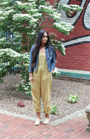 Anthropologie Mustard Cotton Linen Jumpsuit (XS)