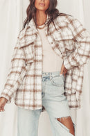 Sadie & Sage Neutral Plaid Shirt Jacket (S)