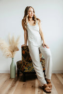 Oat Linen Blend Overalls (S)