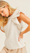 NEW Gauze Ruffle Sleeve Top (M)