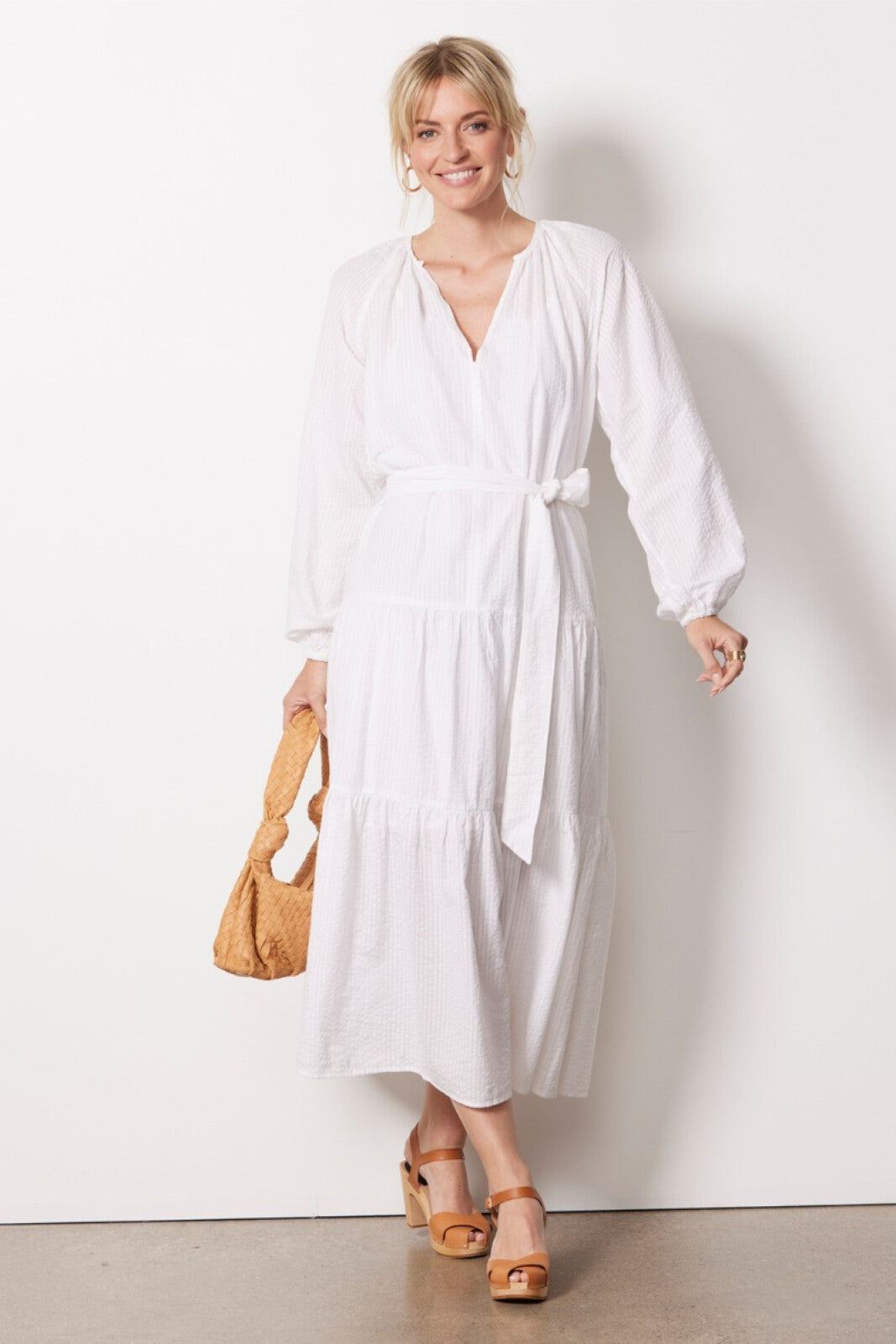 White Tiered Maxi Dress (M)