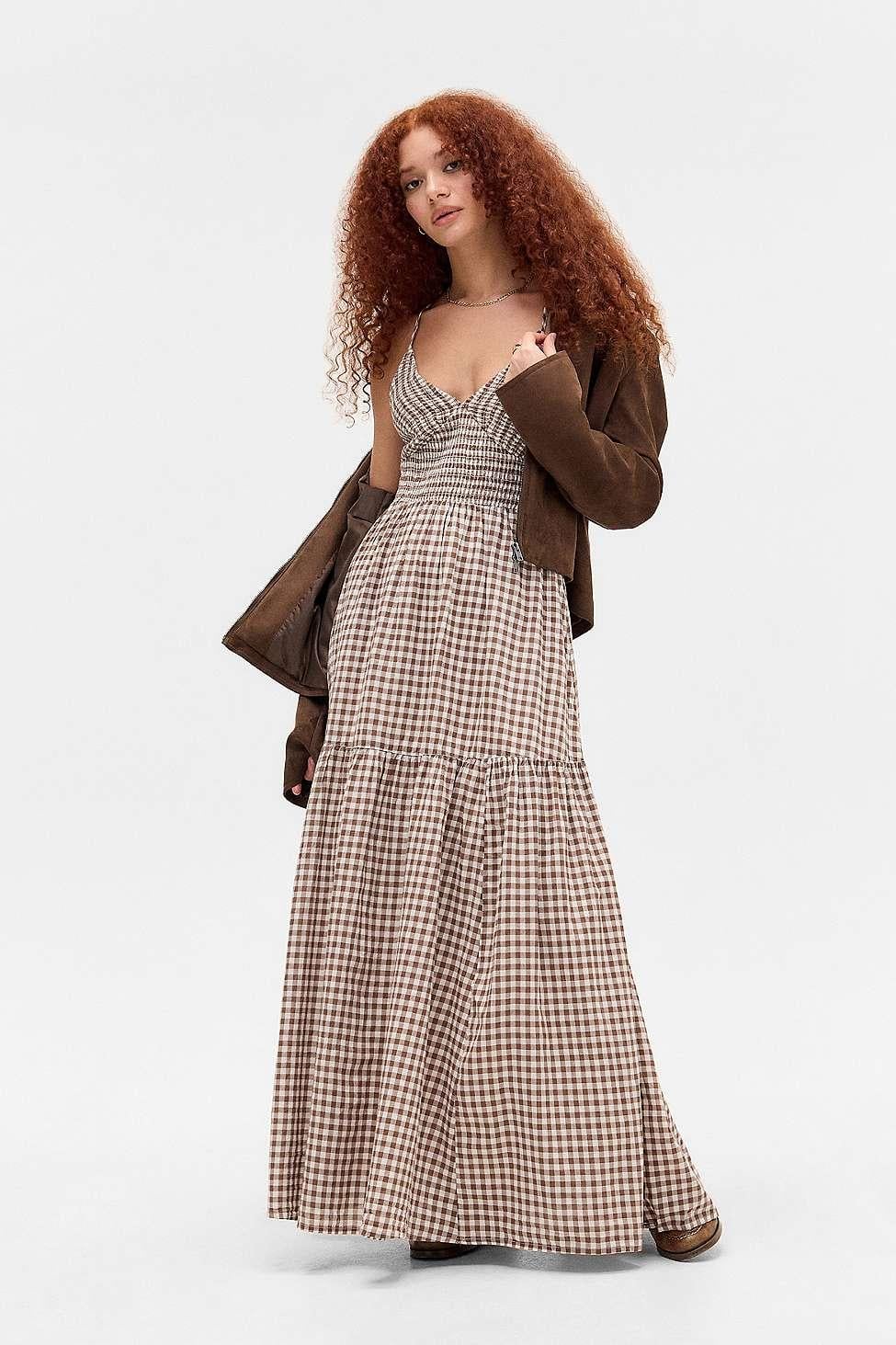 Kimchi Blue Gingham Maxi Dress (L)