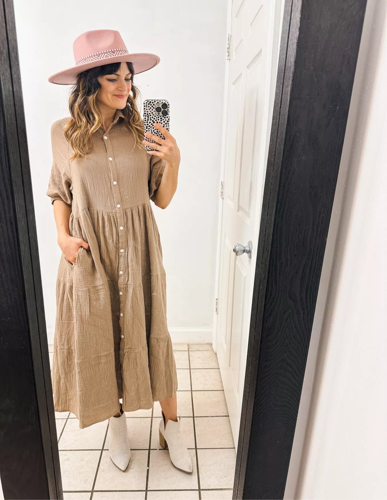 Brown Gauze Midi Dress (S)