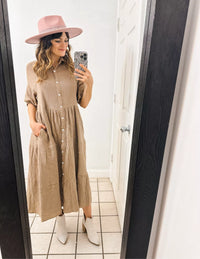 Brown Gauze Midi Dress (S)