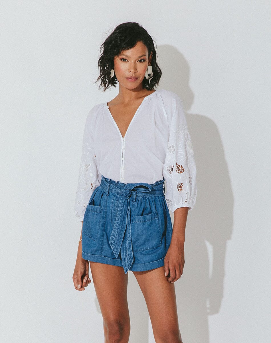 Cleobella White Eyelet Sleeve Top (S)