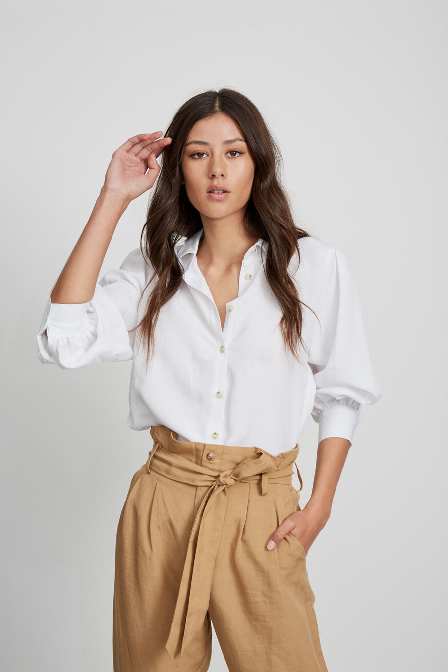 Puff Sleeve Button Up Shirt (XS)