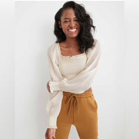 Aerie Puff Sleeve Smock Top (L)