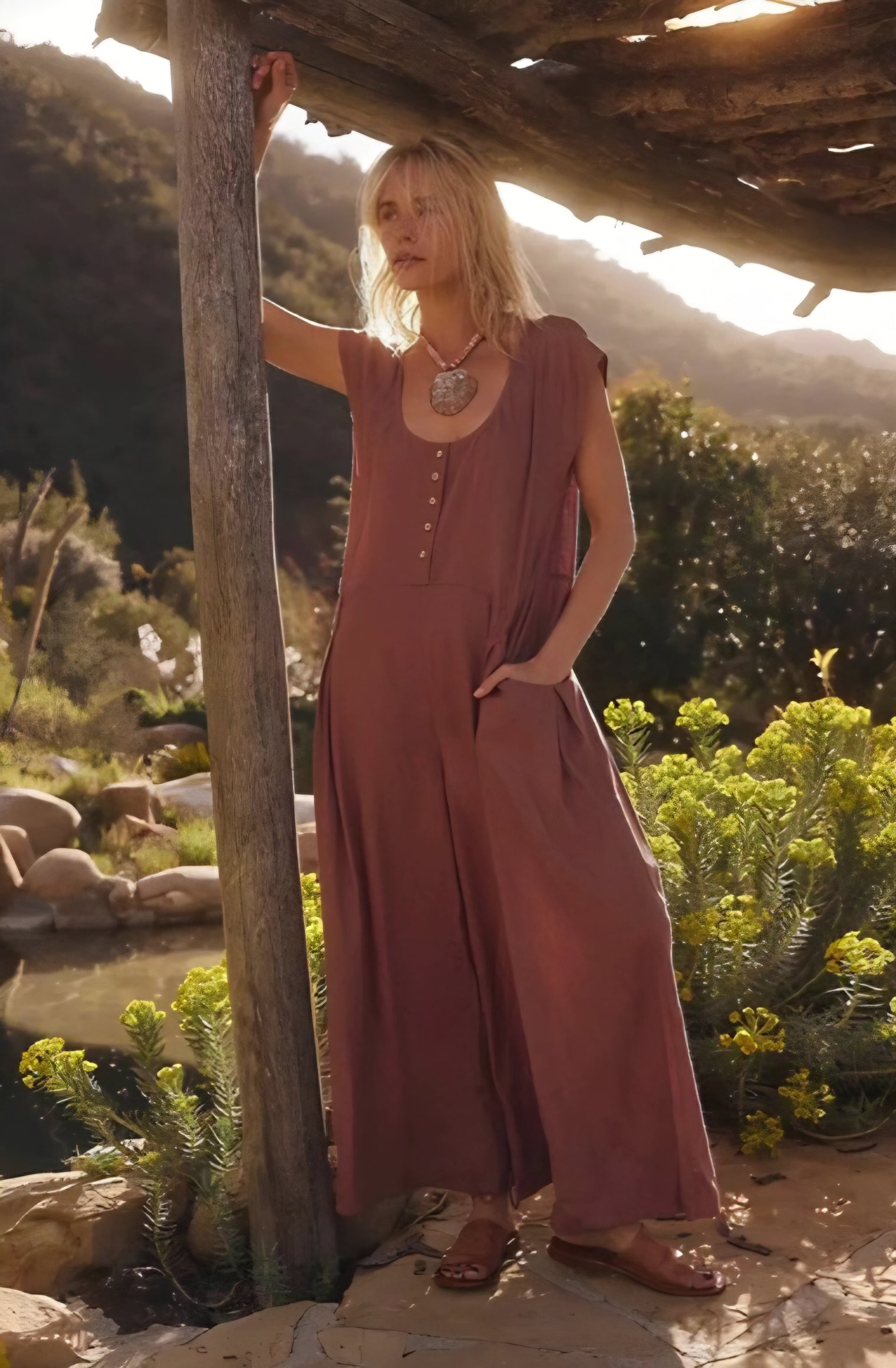 Free People Rose Wide Leg Jumpsuit (S)
