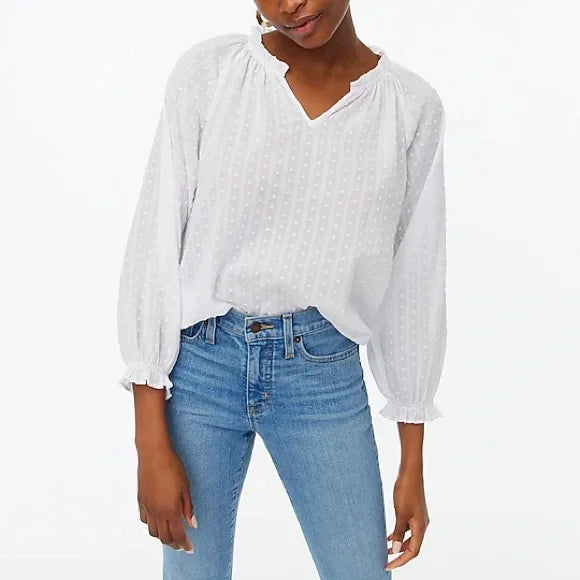 J.Crew White Textured Top (L)