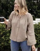 Carly Jean Brown Gauze Top (S)