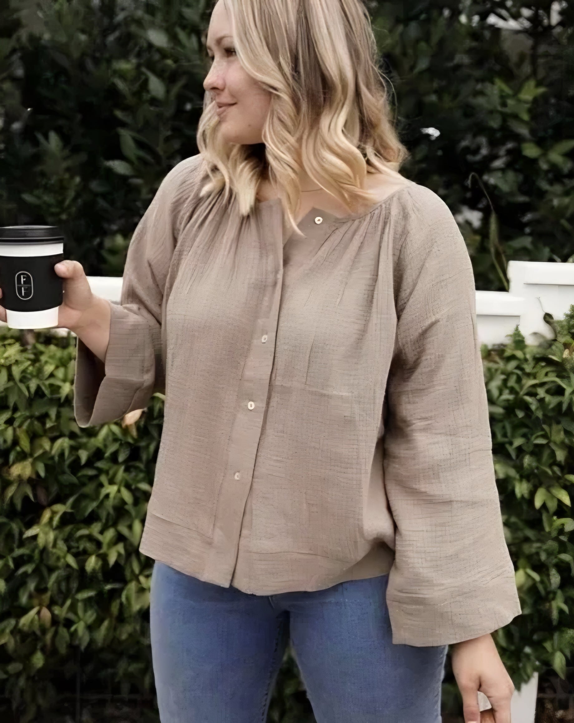 Carly Jean Brown Gauze Top (S)