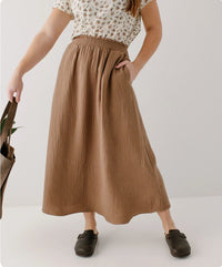 Brown Cotton Gauze Maxi Skirt (3X)