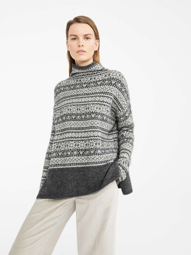 Fairisle Wool Blend Oversized Sweater (M)