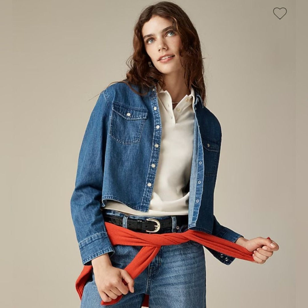 J.Crew Cropped Denim Button Up Shirt (6)