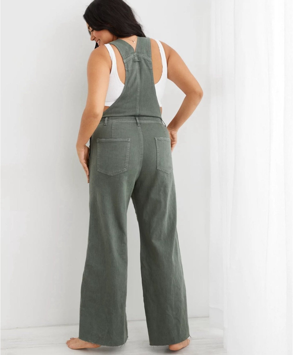 Aerie Green Wide Leg Overalls (M)
