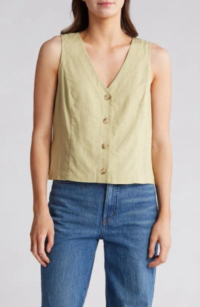Madewell Light Green Linen Tank (14W)