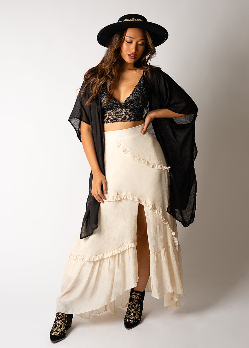 NEW Flowy Ruffle Maxi Skirt (XS)