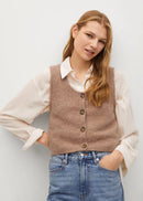 Mango Brown Cropped Sweater Vest (L)