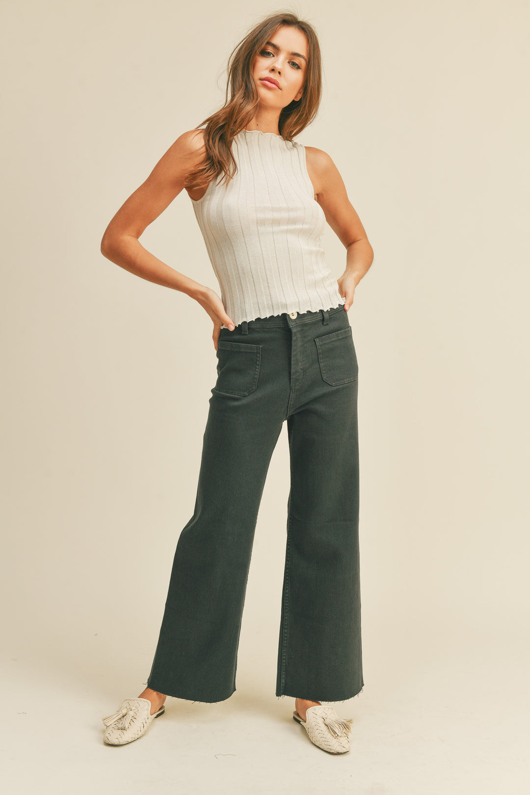 Miou Muse Black Wide Leg Jeans (S)