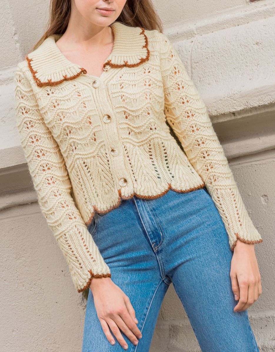 Lush Textured Collared Cardigan (L)