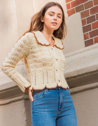 Lush Textured Collared Cardigan (L)