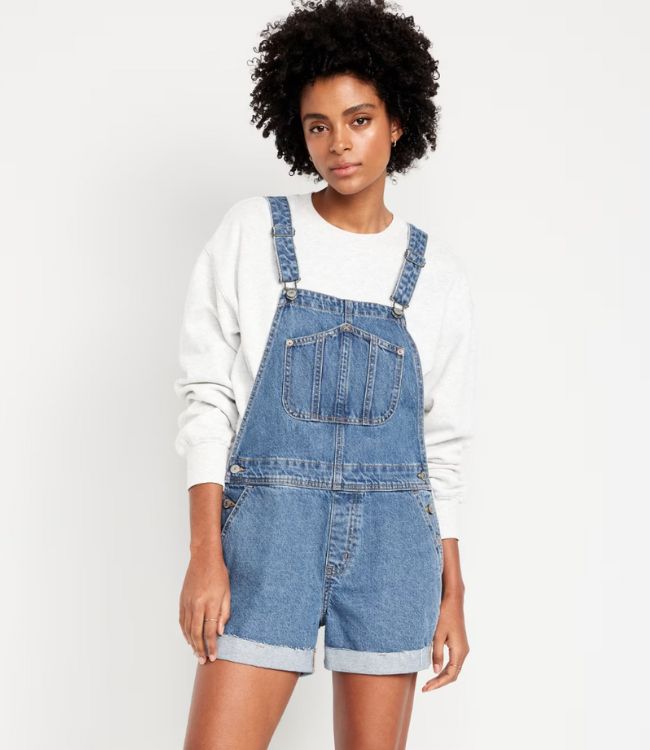 Relaxed Denim Shortalls (XL)