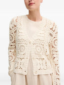 Cream Floral Crochet Cardigan (L)
