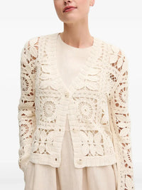 Cream Floral Crochet Cardigan (L)