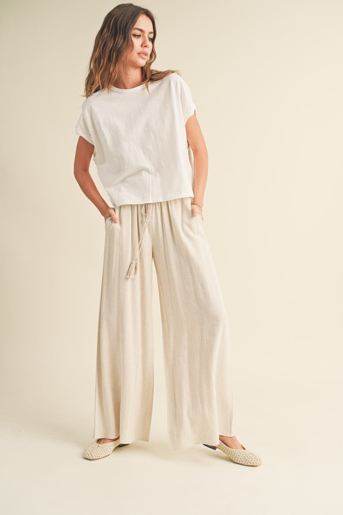 NEW Miou Muse Linen Blend Wide Leg Pants (S)