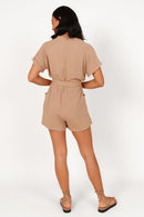 Petal + Pup Brown Linen Romper (M)