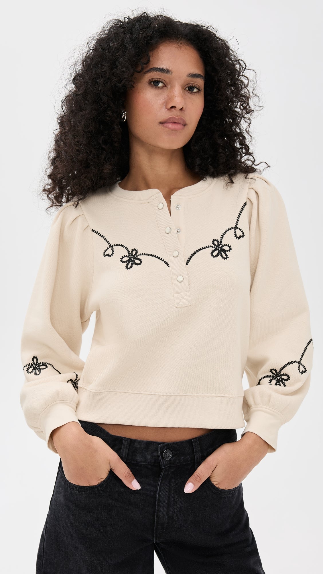 Rails Floral Puff Sleeve Sweatshirt (M)
