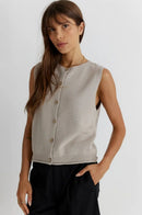 All Row Taupe Cotton Tank (S)
