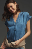 Anthropologie Pilcro Denim V Neck Top (XS)