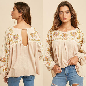 In Loom Floral Embroidered Top (M)