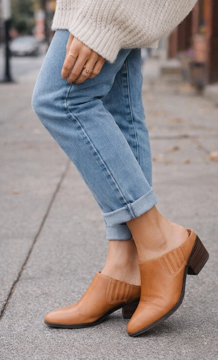 Frye Cognac Leather Mules (7.5)