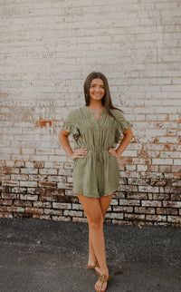 NEW Olive Ruffle Romper (S)