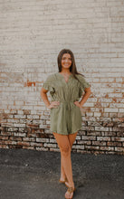 Load image into Gallery viewer, NEW Olive Ruffle Romper (S)

