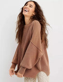Aerie Brown Cotton Ribbed Sweater (M)
