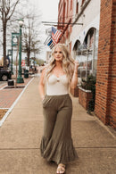 Umgee Ruffle Wide Leg Pants (S)