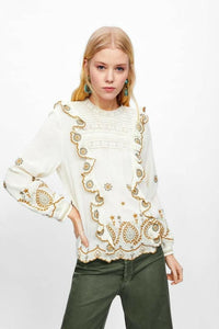 Zara Floral Eyelet Top (L)